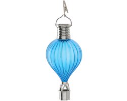 Cepewa Solar LED ballonhanger - blauw - H17 cm - luchtballon - tuinverlichting/buitenlamp