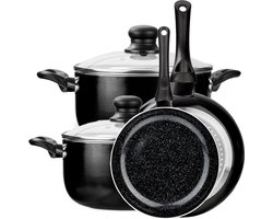 CeraFusion Keramische Pannenset 6-delig - Koekenpannen 24, 28 cm & Kookpotten 20, 24 cm - Koekenpan - Pannensets - Inductie Pannen - Pan - PFAS Vrij