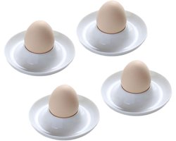 Ceramic Egg Cups - 4 Pcs Egg Holders voor Gekookte Eieren - Porseleinen Eierschaaltjes voor Zachte en Harde Gekookte Eieren voor Ontbijt en Diner - Makkelijk te Reinigen - Wit
