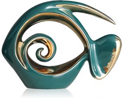 Ceramic Fish Figurines - Coastal House Decoration - Modern Ocean Centerpieces voor Woonkamer - Eetkamer - Badkamer - Kantoor - Salontafel - Strandhuis - Nautical - Zee - Entree - Plank