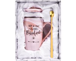 Ceramic Marble Cups - 400ml Marble Ceramic Coffee Mug - Coffee Mugs met Deksel en Lepel - Keramische Koffiemokken met Cadeaubox - Cadeaus voor Vrouwen en Meisjes - Verjaardagscadeau