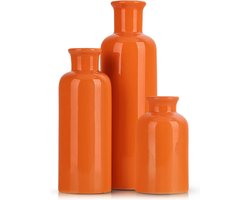 Ceramic Vaas Set van 3 - Moderne Minimalistische Decoratieve Boho Vazen - Landelijke Woondecoratie - Accenten voor Woonkamer, Geschikt voor Thuisdecoratie, Kamer, Gang, Boekenplank, Haard