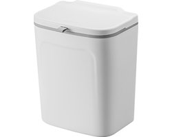 Ceruzo Afvalbakje - met Schuifdeksel - 9 Liter- GFT Aanrechtbakje - Hangen of Staand - Wit -24 x 16 x H30 cm