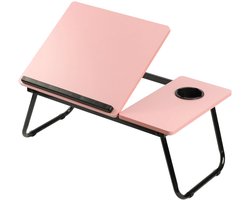 Ceruzo Bedtafel Verstelbaar - Laptoptafel - Ontbijttafel - Inklapbaar - Roze - Bekerhouder