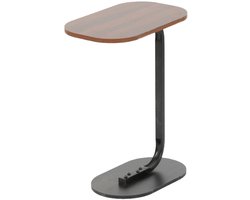 Ceruzo Bijzettafel - Bruin - Banktafel - Metaal met Hout - Koffietafel - C Shape - 45x28x60 cm