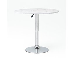 Ceruzo Bijzettafel - Theetafel - Ovaal- Hoogte Verstelbaar - Gasveer- Wit Gemarmerd