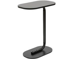 Ceruzo Bijzettafel – Zwart Banktafel – Metaal met Hout – Koffietafel – C Shape – Compact– 45x28x60cm
