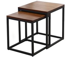 Ceruzo Bijzettafels Vancouver – Set van 2 – Industrieel – Inschuifbaar- Metaal -MDF