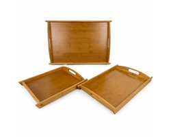 Ceruzo Dienbladen -Set 3 Serveerbladen -Bamboe- S: 37x26x3cm M:44 x30x3cm L: 54x34 x 3cm