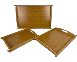 Ceruzo Dienbladen -set van 3 Serveerbladen -Bamboe- S: 37x26x3cm M:44 x30x3cm L: 54x34 x 3cm