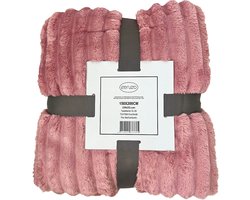 Ceruzo Fleece Deken 150x200 cm – Oud Roze – Plaid - Zacht - Woondeken