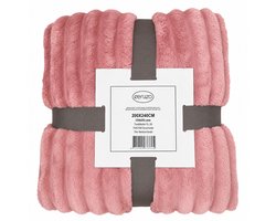 Ceruzo Fleece Deken 200x240 cm - Oud Roze - Extra Grote Plaid - Zacht -XXL - Woondeken- Sprei 2pers