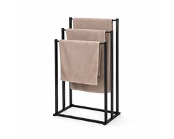 Ceruzo Handdoekrek - Vrijstaand - Handdoekhouder- 3 Armen - Zonder Boren - Badkamer Keuken - Zwart