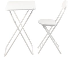 Ceruzo Kinder Klaptafel met Stoel – Wit – Opvouwbaar – MDF - Metaal