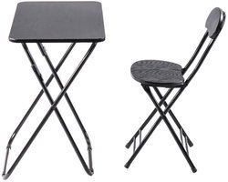 Ceruzo Kinder Klaptafel met Stoel – Zwart – Opvouwbaar – MDF - Metaal