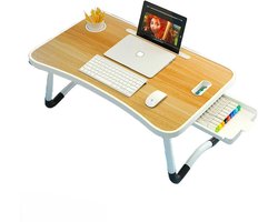 Ceruzo Opklapbare Laptoptafel - Bedtafel - 60x40 cm - Houtlook- Ontbijt op bed- Bank tafeltje