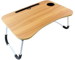 Ceruzo Opklapbare Laptoptafel – Bedtafel 60x40 cm – Tablethouder- Bekerhouder-Uitschuiflade