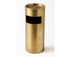 Ceruzo Staande Afvalbak met Asbak – RVS Goud – 11L – 25x25xH60 cm