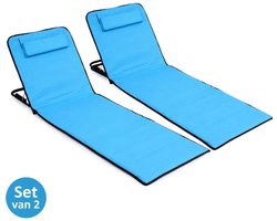 Ceruzo Strandmat Set 2 – Verstelbare Rugleuning – Opvouwbaar – Aqua Blauw