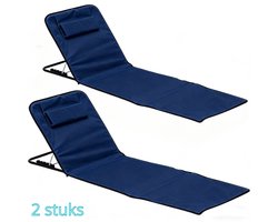 Ceruzo Strandmat Set 2 – Verstelbare Rugleuning – Opvouwbaar – Blauw
