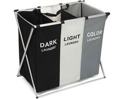 Ceruzo Wasmand 3 Vakken - Wassorteerder - Organizer Kleding - Opvouwbaar met Handvat - 65x40x H60 cm