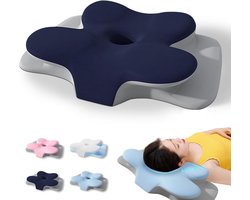 Cervicaal kussen - Voor nek en schouders - Ergonomisch traagschuimkussen - Wordt geleverd met wasbare hoes - Verkoelend nekondersteuningskussen voor zij- en rugslapers - Donkerblauw