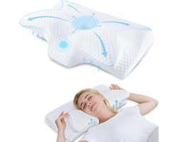 Cervicale Kussen Memory Foam - Contour Orthopedisch Nek Bed Kussen voor Zijslapers ter ondersteuning - Wit 60 x 35cm wedge pillow