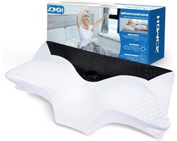 Cervicale Memory Foam Kussen - Orthopedisch Nek Bed Kussen voor Zijslapers - Zwart - 70x40x8.5/14cm hoofdkussen nekklachten