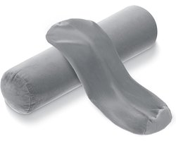 Cervicale Nekrol Kussenhoezen Set van 2, Zachte Ronde Bolster Kussenhoezen met Verborgen Rits, Ideaal voor Ondersteuning en Comfort (40x15cm, Grijs)