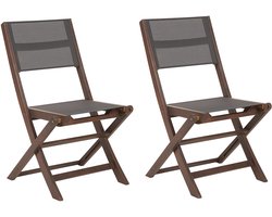 CESANA - Tuinstoel set van 2 - Donkerbruin/Grijs - Acaciahout