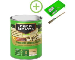 CetaBever - CetaBever - Pakket - Tuinmeubel Beits - Natuurlijk Effect - Mat - Blank - 750ML + Beitsset