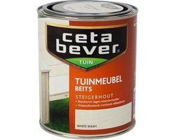 CetaBever Tuinmeubel Beits Steigerhout - Zijdeglans - White Wash - 750 ml