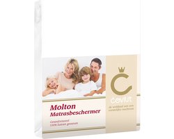 Cevilit – Molton Matrasbeschermer voor Toppers – Maat 90x220 - 100% Katoen - Zware kwaliteit- Het vocht opnemend vermogen verbetert het slaapcomfort en verlengt de levensduur van het matras – Goede pasvorm met een elastiek in de rand - K280