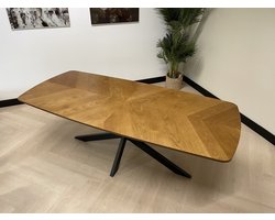 Chair up meubels - Deens Ovale Eettafel - Modern Scandinavisch Design - Luxe visgraat motief - 200CM - Matrix onderstel - Naturel