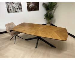 Chair up meubels - Deens Ovale Eettafel - Modern Scandinavisch Design - Luxe visgraat motief - 220CM - Matrix onderstel - Naturel