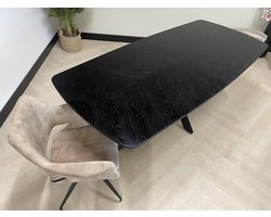 Chair up meubels - Deens Ovale Eettafel - Modern Scandinavisch Design - Luxe visgraat motief - 240CM - Matrix onderstel - Zwart