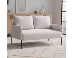 Chairus 2-zitsbank voor woonkamer Longue linnen loveseat bank Kleine gestoffeerde bank settee met metalen poten (Beige)