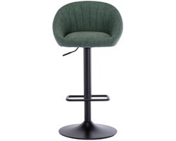 chairus® Barkruk Set van 2 Barstoelen - Groen - Stof - Schelpvormige rugleuning - Draaibare en in hoogte verstelbare - Met Metalen Onderstel en Voetsteun - Voor bar en keuken