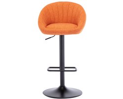 chairus® Barkruk Set van 2 Barstoelen - Oranje - Stof - Schelpvormige rugleuning - Draaibare en in hoogte verstelbare - Met Metalen Onderstel en Voetsteun - Voor bar en keuken