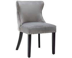 chairus® Eetkamerstoel Set van 2 stoelen - Grijs - Velvet - Gewatteerde zitting - Met Houten Poten - Armloze stoelen - Voor woonkamer en keuken