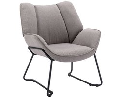 chairus® Leunstoel - Grijs - Linnen - Met Armleuningen en Rugleuning - Gestoffeerde Loungestoel - Met Metalen Poten - Niet Draaibaar en Vaste Hoogte - Armstoel voor woonkamer en slaapkamer