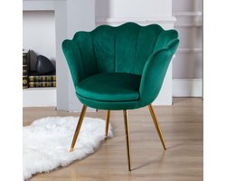 chairus Make-uptafelstoel, schelpstoel van teddystof, armleuningstoel, loungestoel met gouden poten, armleuningstoel voor woonkamer