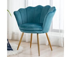chairus Make-uptafelstoel, schelpstoel van teddystof, armleuningstoel, loungestoel met gouden poten, armleuningstoel voor woonkamer