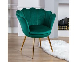 chairus Makeup Table Chair, Velvet Shell Chair Lounge Chair with Gold Legs Armchair for Living Room, Green
