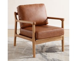 chairus PU lederen kuipstoel voor woonkamer gestoffeerde fauteuil receptie stoelen met massief houten frame lounge accent stoel voor slaapkamer