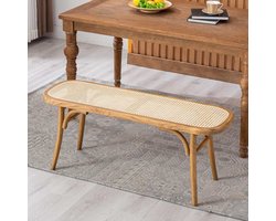 Chairus Rotan zitbank voor eetkamer keukenbank van hout retro entreebank - houten bank voor hal, badkamer, balkon, slaapkamer 115x37x47 cm (natuurlijk hout)