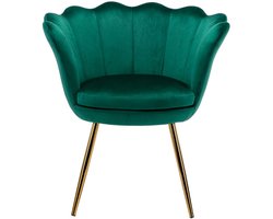 chairus® Schelpstoel Set van 2 Leunstoelen - Donkergroen - Velvet - Gewelfde rugleuning - Met Metalen Poten - Voor Woonkamer en Slaapkamer