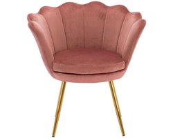 chairus® Schelpstoel Set van 2 Leunstoelen - Donkerroze - Velvet - Gewelfde rugleuning - Met Metalen Poten - Voor Woonkamer en Slaapkamer
