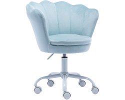 chairus®Kantoor Bureaustoel - Blauw - Velvet - Met Schelpvormige Rugleuning - Inclusief Armleuning - Met Metalen Onderstel - Gewatteerde Zitting - Draaibaar en in Hoogte Verstelbaar - Met Wielen - Ideaal Voor Diverse Studieruimtes