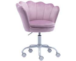 chairus®Kantoor Bureaustoel - Paars - Velvet - Met Schelpvormige Rugleuning - Inclusief Armleuning - Met Metalen Onderstel - Gewatteerde Zitting - Draaibaar en in Hoogte Verstelbaar - Met Wielen - Ideaal Voor Diverse Studieruimtes